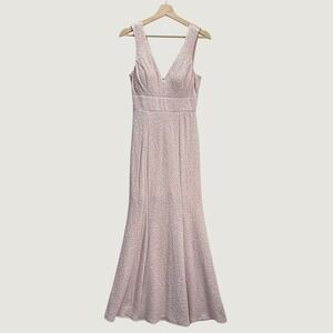 Speechless Mermaid Gown Women Size 5 Pink  V-Neck Textured Metallic Prom